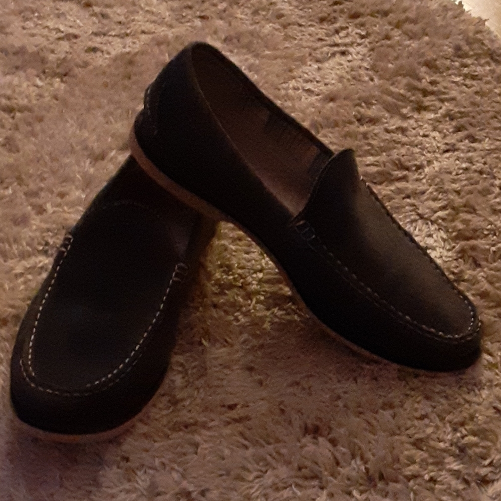 Bass Foster gray suede leather boat shoes white stitching padded insole sz 11 …